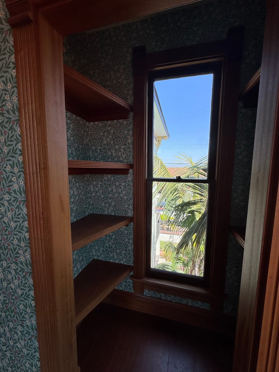 Bradbury patterns in a room with wood trim
