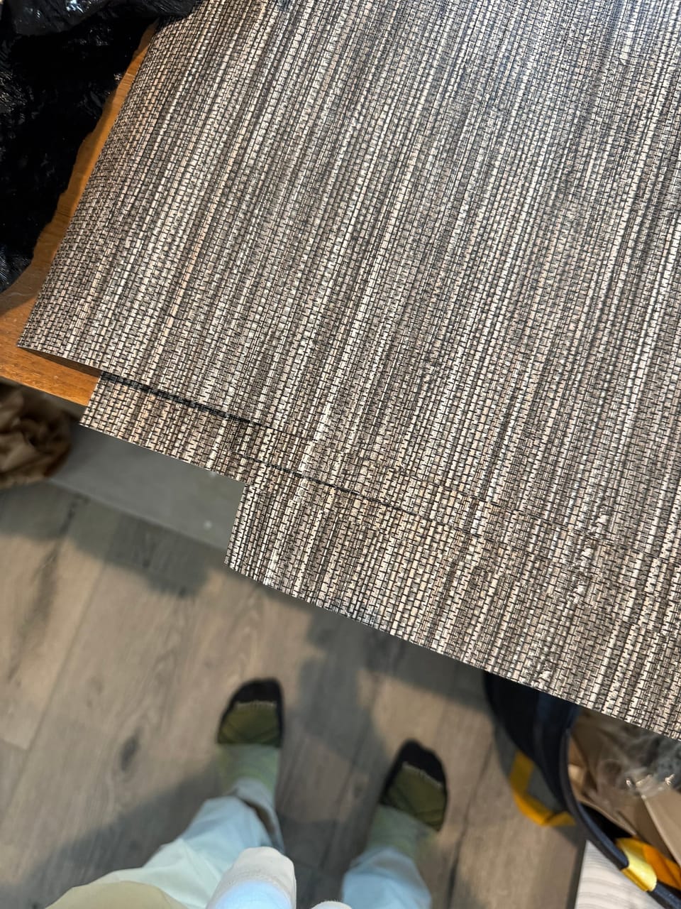 Close view of the faux grass texture