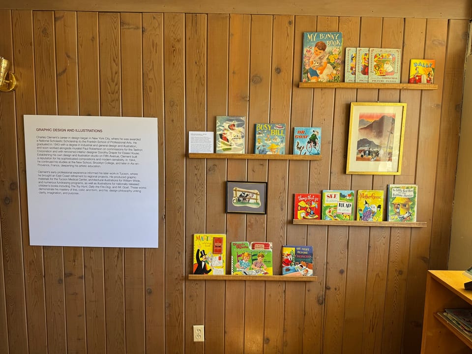 Exhibit panels in the paneled room