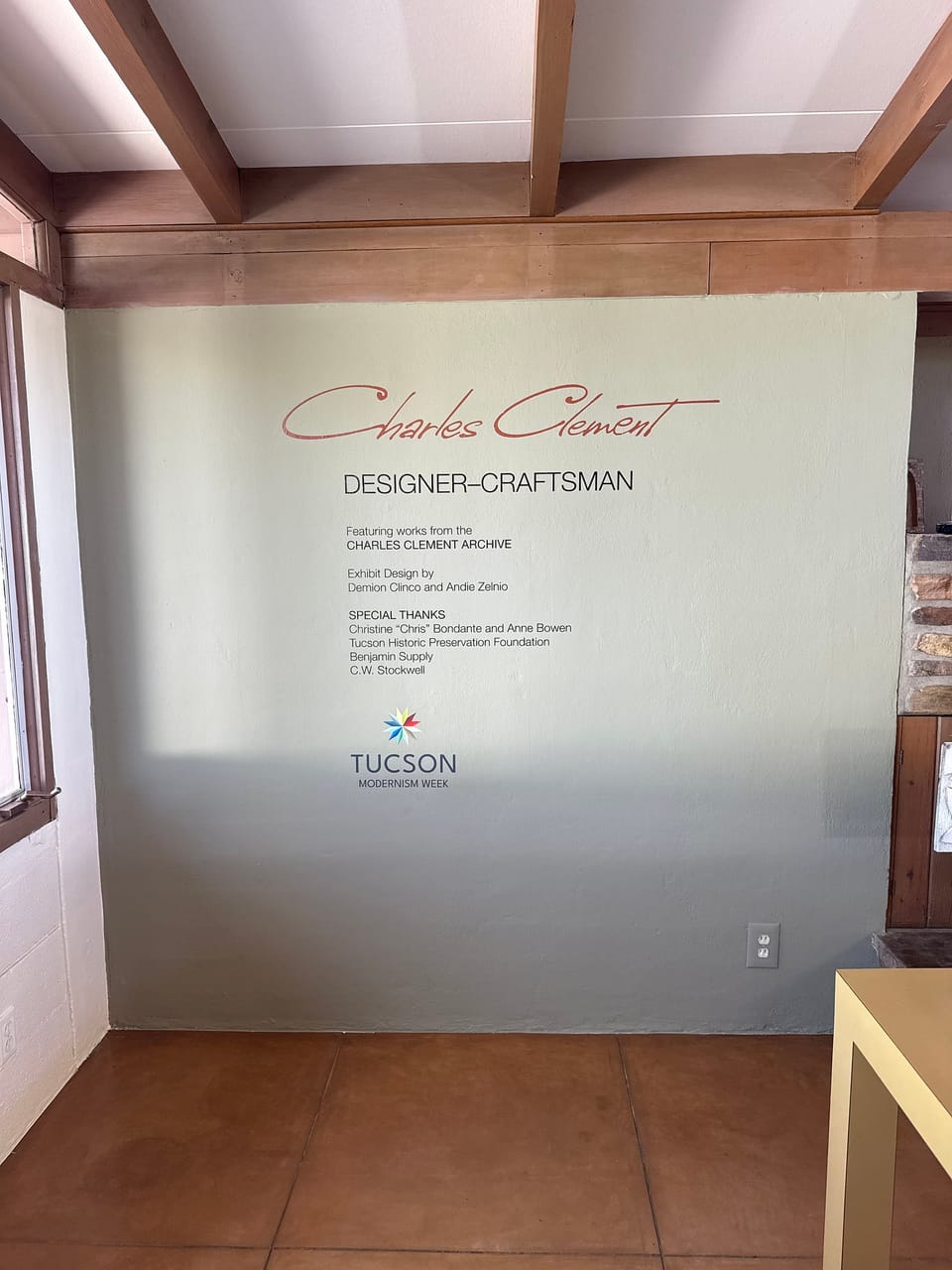 Exhibit sign for Charles Clement, designer-craftsman