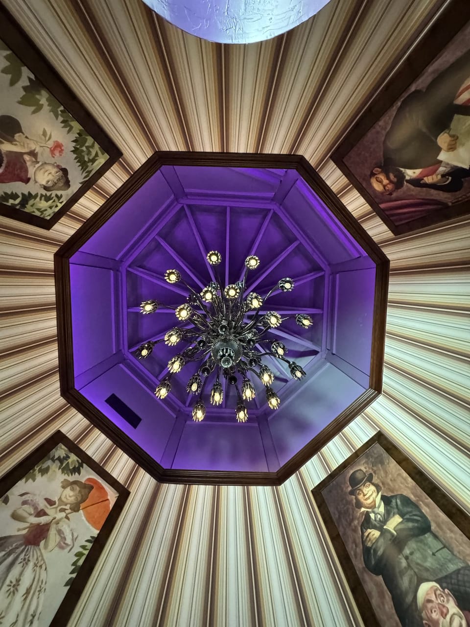 Looking up the octagonal stairwell to the ceiling