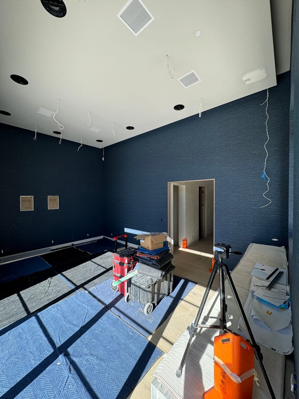 Media room walls in extra-wide vinyl