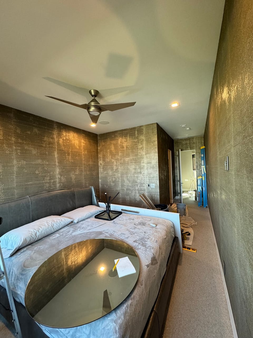 Metallic washi paper in a bedroom