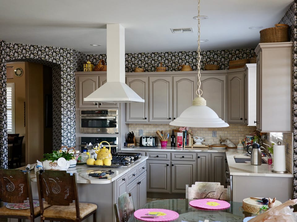 Patterned paper around the kitchen
