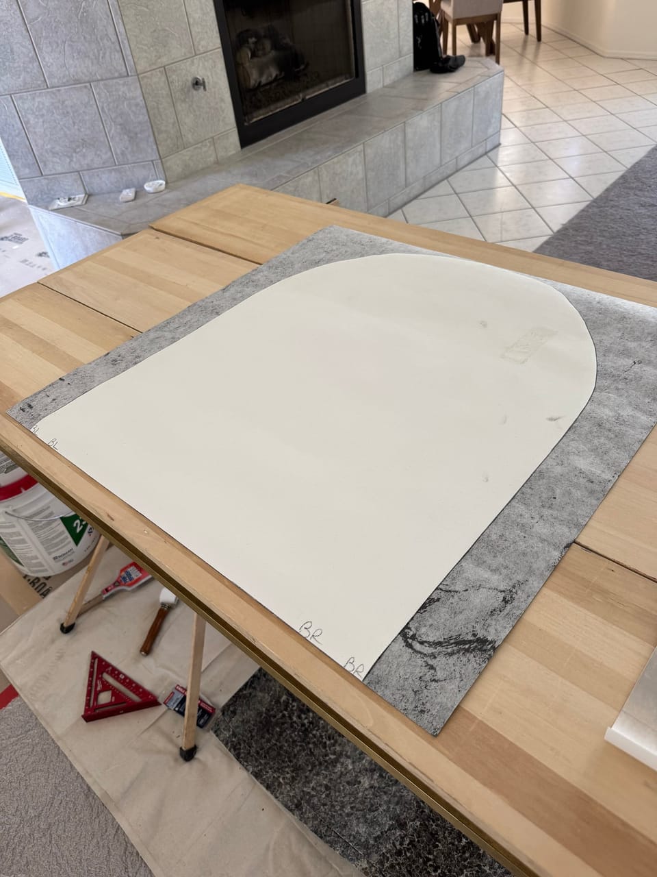 Templating the arch on the table