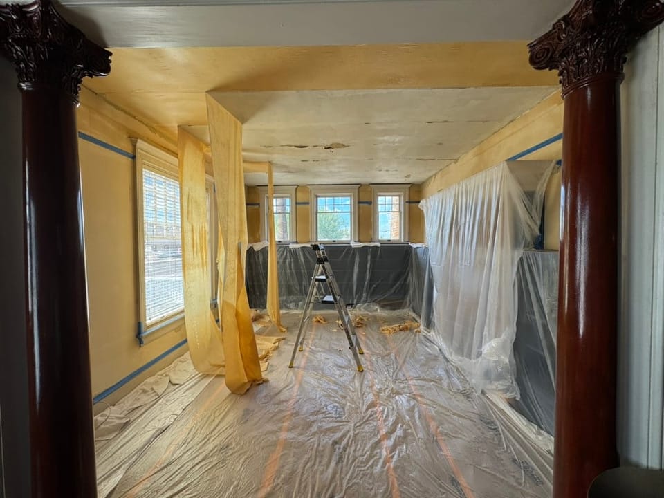The room prepped for the new paper