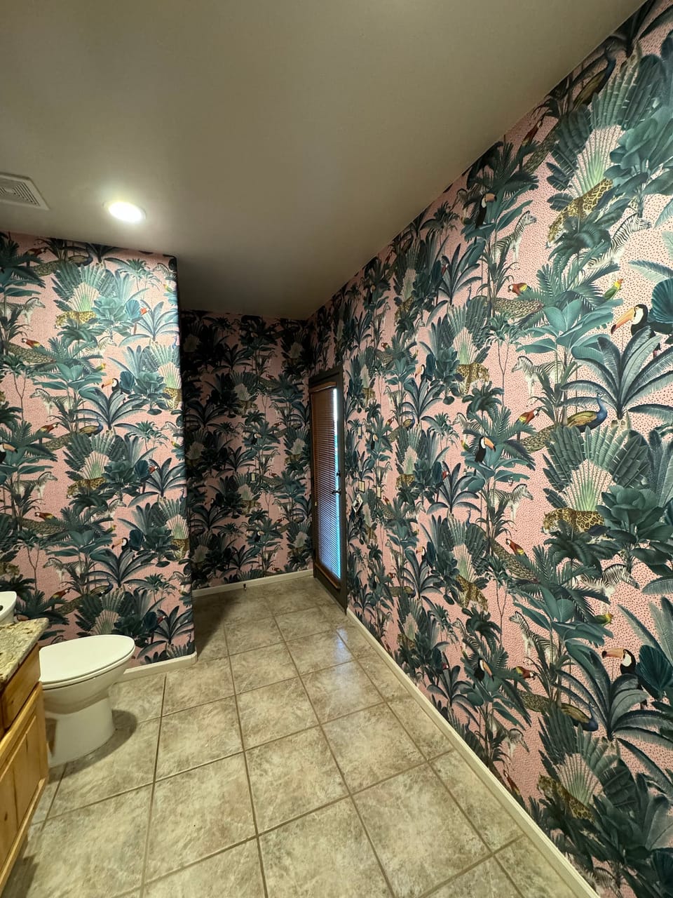 Tropical pattern around a bathroom