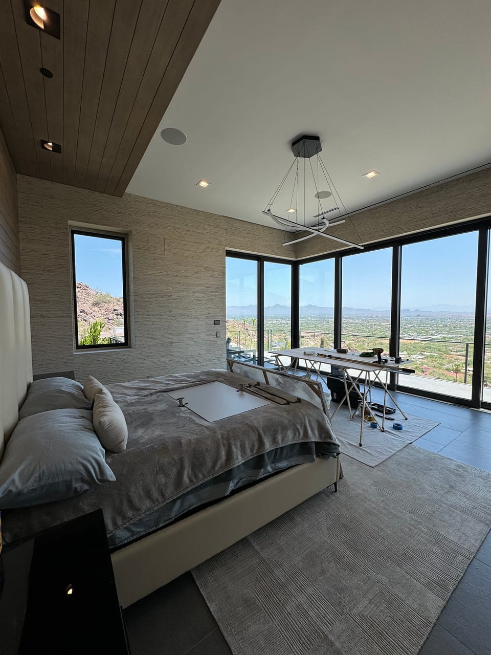 Wool fabric around the master suite windows